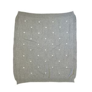 Silver Cloud 100% Cotton Baby Blanket Gray White Polka Dots